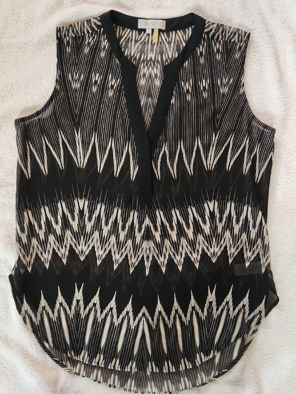 1.State Black and White Semi Sheer Sleeveless Top Size Small